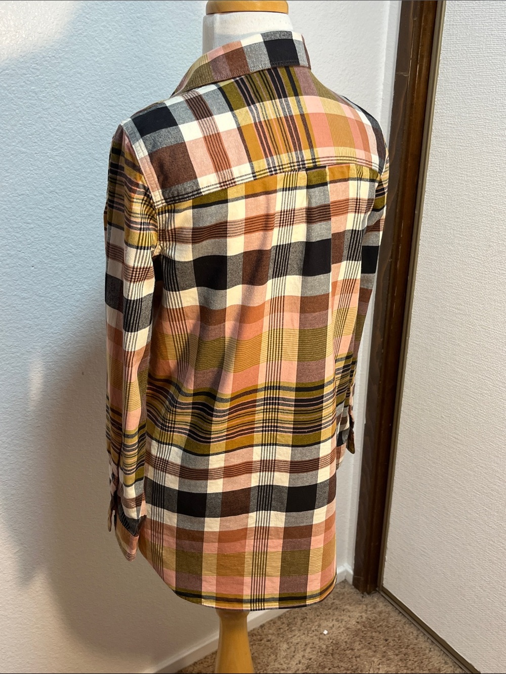 Madewell Plaid Flannel Button Down Shirt M Brown Pink Olive Fall NWOT - Picture 7 of 10
